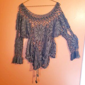 Boutique gray crochet top - medium